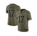 Men's Buffalo Bills #17 Josh Allen 2022 Olive Salute To Service Limited Stitched Jersey
