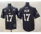 Men's Buffalo Bills #17 Josh Allen Black 2025 F.U.S.E. 'Gothic Cold Front Edition' With Farewell Patch & 4-Star C Patch Vapor Limited Football Stitched Jer