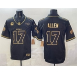 Men's Buffalo Bills #17 Josh Allen Black Gold 2025 F.U.S.E. “Rivalries” With Bills Mafia Patch & 4-Star C Patch Vapor Limited Football Stitched Jersey
