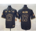 Men's Buffalo Bills #17 Josh Allen Black Gold 2025 F.U.S.E. “Rivalries†With Farewell Patch & 4-Star C Patch Vapor Limited Football Stitched Jersey