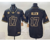Men's Buffalo Bills #17 Josh Allen Black Gold 2025 F.U.S.E. “Rivalries” With Farewell Patch & 4-Star C Patch Vapor Limited Football Stitched Jersey