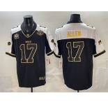 Men's Buffalo Bills #17 Josh Allen Black Gold 2025 F.U.S.E. With Farewell Patch & 4-Star C Patch Vapor Limited Football Stitched Jersey