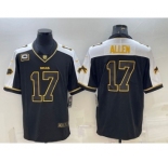 Men's Buffalo Bills #17 Josh Allen Black Gold With C Patch Thanksgiving Vapor Untouchable Limited Stitched Jersey