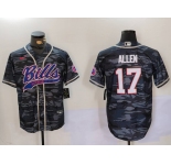 Men's Buffalo Bills #17 Josh Allen Camo Team Cool Base Stitched Baseball Jersey