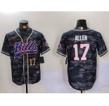 Men's Buffalo Bills #17 Josh Allen Camo Team Cool Base Stitched Baseball Jerseys