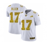 Men's Buffalo Bills #17 Josh Allen Flocked Leopard Print Vapor Limited Football Jersey White