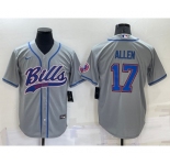 Men's Buffalo Bills #17 Josh Allen Grey Stitched Cool Base Nike Baseball Jersey