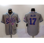 Men's Buffalo Bills #17 Josh Allen Grey Team Cool Base Stitched Baseball Jerseys