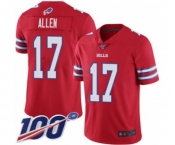 Men's Buffalo Bills #17 Josh Allen Limited Red Rush Vapor Untouchable 100th Season Football Jersey