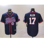 Mens Buffalo Bills #17 Josh Allen Navy Team Cool Base Stitched Baseball Jersey