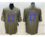 Men's Buffalo Bills #17 Josh Allen Olive Salute To Service Limited Stitched Jersey