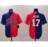 Men's Buffalo Bills #17 Josh Allen Red Blue Team Cool Base Stitched Baseball Jerseys