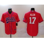 Men's Buffalo Bills #17 Josh Allen Red Cool Base Stitched Baseball Jersey