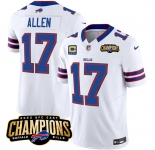 Men's Buffalo Bills #17 Josh Allen White 2023 F.U.S.E. AFC East Champions With 4-star C Ptach Football Stitched Jersey