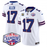 Men's Buffalo Bills #17 Josh Allen White F.U.S.E. 2024 AFC East Division Champions With 4-Star C Ptach Vapor Limited Stitched Football Jersey