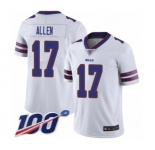 Men's Buffalo Bills #17 Josh Allen White Vapor Untouchable Limited Player 100th Season Football Jersey