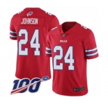 Men's Buffalo Bills #24 Taron Johnson Limited Red Rush Vapor Untouchable 100th Season Football Jersey
