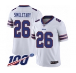 Men's Buffalo Bills #26 Devin Singletary White Vapor Untouchable Limited Player 100th Season Football Jersey