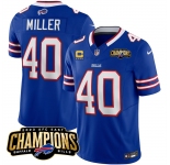 Men's Buffalo Bills #40 Von Miller Blue 2023 F.U.S.E. AFC East Champions With 4-star C Ptach Football Stitched Jersey