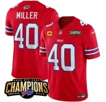 Men's Buffalo Bills #40 Von Miller Red 2023 F.U.S.E. AFC East Champions With 4-star C Ptach Football Stitched Jersey