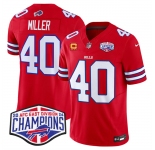 Men's Buffalo Bills #40 Von Miller Red F.U.S.E. 2024 AFC East Division Champions With 4-Star C Ptach Vapor Limited Stitched Football Jersey