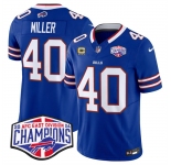 Men's Buffalo Bills #40 Von Miller Royal F.U.S.E. 2024 AFC East Division Champions With 4-Star C Ptach Vapor Limited Stitched Football Jersey
