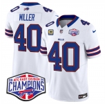 Men's Buffalo Bills #40 Von Miller White F.U.S.E. 2024 AFC East Division Champions With 4-Star C Ptach Vapor Limited Stitched Football Jersey