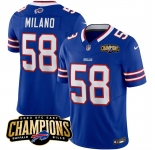 Men's Buffalo Bills #58 Matt Milano Blue 2023 F.U.S.E. AFC East Champions Ptach Football Stitched Jersey