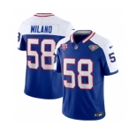 Men's Buffalo Bills #58 Matt Milano Blue White 2023 F.U.S.E. 75th Anniversary Throwback Vapor Untouchable Limited Football Stitched Jersey