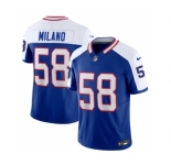 Men's Buffalo Bills #58 Matt Milano Blue White 2023 F.U.S.E. Throwback Vapor Untouchable Limited Football Stitched Jersey