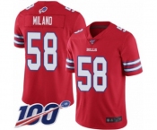 Men's Buffalo Bills #58 Matt Milano Limited Red Rush Vapor Untouchable 100th Season Football Jersey
