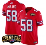 Men's Buffalo Bills #58 Matt Milano Red 2023 F.U.S.E. AFC East Champions Ptach Football Stitched Jersey