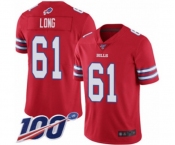 Men's Buffalo Bills #61 Spencer Long Limited Red Rush Vapor Untouchable 100th Season Football Jersey
