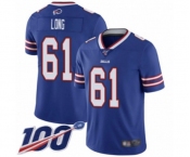 Men's Buffalo Bills #61 Spencer Long Royal Blue Team Color Vapor Untouchable Limited Player 100th Season Football Jersey