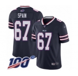 Men's Buffalo Bills #67 Quinton Spain Limited Navy Blue Inverted Legend 100th Season Football Jersey