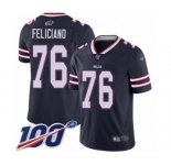 Men's Buffalo Bills #76 Jon Feliciano Limited Navy Blue Inverted Legend 100th Season Football Jersey