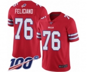 Men's Buffalo Bills #76 Jon Feliciano Limited Red Rush Vapor Untouchable 100th Season Football Jersey