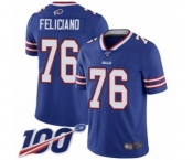 Men's Buffalo Bills #76 Jon Feliciano Royal Blue Team Color Vapor Untouchable Limited Player 100th Season Football Jersey