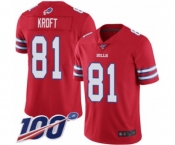 Men's Buffalo Bills #81 Tyler Kroft Limited Red Rush Vapor Untouchable 100th Season Football Jersey
