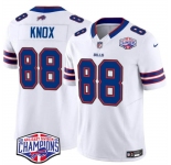Men's Buffalo Bills #88 Dawson Knox White F.U.S.E. 2024 AFC East Division Champions Vapor Limited Stitched Football Jersey