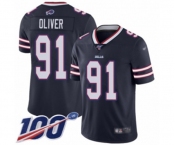 Men's Buffalo Bills #91 Ed Oliver Limited Navy Blue Inverted Legend 100th Season Football Jersey