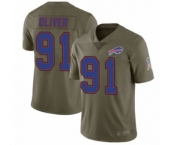 Men's Buffalo Bills #91 Ed Oliver Limited Olive 2017 Salute to Service Football Jersey