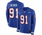 Men's Buffalo Bills #91 Ed Oliver Limited Royal Blue Therma Long Sleeve Football Jersey