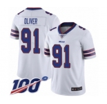 Men's Buffalo Bills #91 Ed Oliver White Vapor Untouchable Limited Player 100th Season Football Jersey