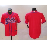 Men's Buffalo Bills Red Team Blank Cool Base Stitched Baseball Jersey