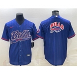 Men's Buffalo Bills Team Big Logo With Patch Cool Base Stitched Baseball Jersey