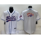 Men's Buffalo Bills White Team Big Logo With Patch Cool Base Stitched Baseball Jersey