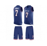 Men's Nike Buffalo Bills #7 Cardale Jones Limited Royal Blue Tank Top Suit NFL Jersey