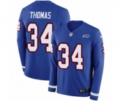 Nike Buffalo Bills #34 Thurman Thomas Limited Royal Blue Therma Long Sleeve NFL Jersey