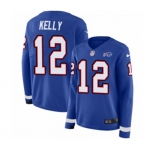 Women Nike Buffalo Bills #12 Jim Kelly Limited Royal Blue Therma Long Sleeve NFL Jersey